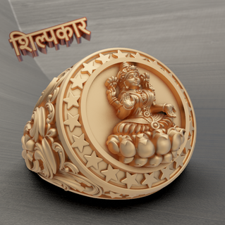 laxmi ji anel Alto qualidade 3d Projeto argolas joalheria arte hindu 3d print model - Mito3D