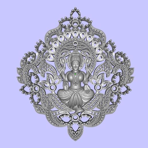 laxmi pendant jewelry art lakshmi laxmi-pendant 3D print model - Mito3D
