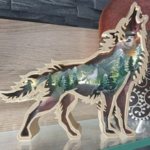 layered wolf decoration art animal design deco gift idea easy print supports valentine's day mother's birthday father's anniversary christmas werewolf beginner level collectors articulated dragon downloaded 3d print model - Mito3D