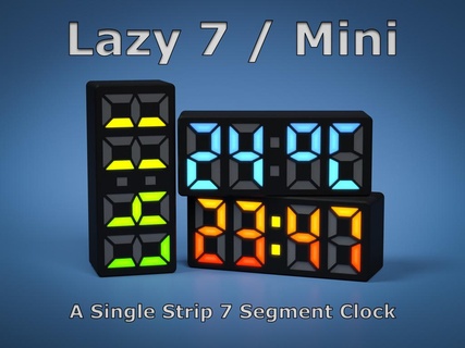 lazy 7 mini segment clock arduino diy ds3231 esp8266 led strip rtc ws2812b electronics 3d print model - Mito3D