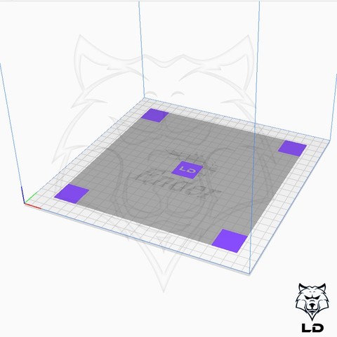 ld 5 pontos de impressão cama nível teste adesão mk1 ferramenta lobo dourado dorado 3d ld3d A a calibração 3D print model - Mito3D