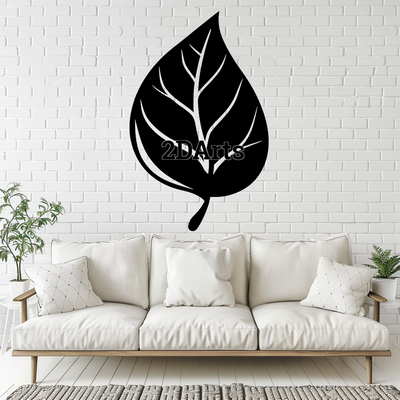 leaf 2d wall art window - digital stl & svg file home botanical decor 3d printing laser cutting home cults3d download nature-themed modern rustic eco-friendly minimalist birthday gift housewarming unique green-themed decoration 3d print model - Mito3D