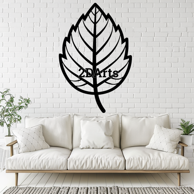 leaf 2d wall art window - digital stl & svg file art botanical decor 3d printing laser cutting home cults3d download nature-themed modern rustic eco-friendly minimalist birthday gift housewarming unique green-themed decoration 3d print model - Mito3D