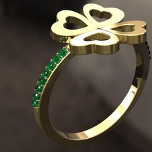 4 leaf clover ring jewelry luck women spring summer nature diamonds 3d print model - Mito3D