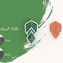 leaf combo 2 clay cutter digital stl file 4 sizes versions jewelry nature cutters earrings lines 3d print model - Mito3D