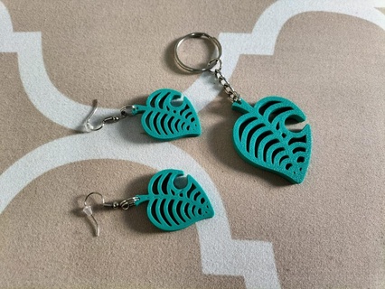 feuille oreille porte clés art Naturel bijoux 3d print model - Mito3D