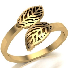 Yaprak yüzük takı mücevher beyler elmas altın gümüş sterlin mücevherler 3d print model - Mito3D