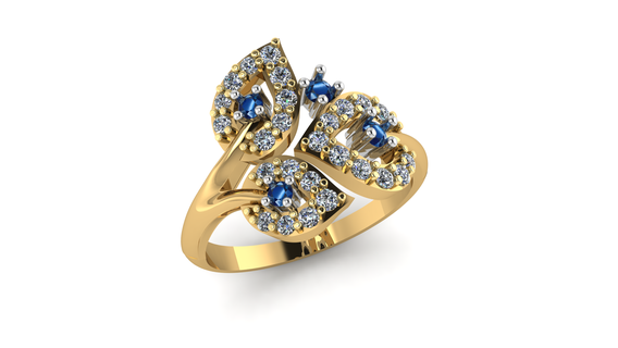 Blatt Ring Engagement Hochzeit Silber Gold Frauen Schönheit Mode Luxus Nashorn Schmuck Ringe 3d print model - Mito3D