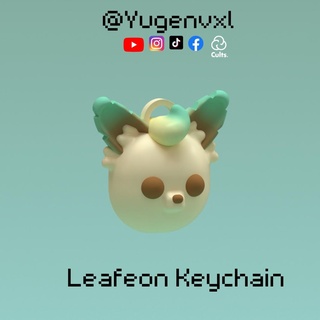 leafeon keychain figure pokemon eevee character kawaii cute art eeveelution 3d print model - Mito3D