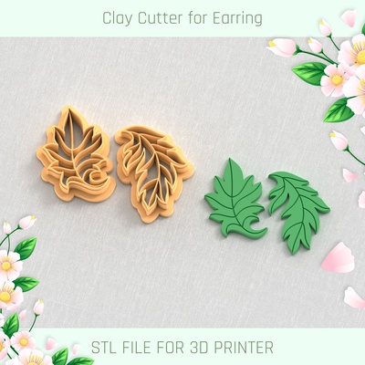 leaflets spring clay cutter tools earring vase flower 3d print model - Mito3D