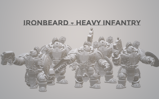 league ironbeard - heavy infantry squad Game 42k war hammer space dwarf leagues 3d print model - Mito3D