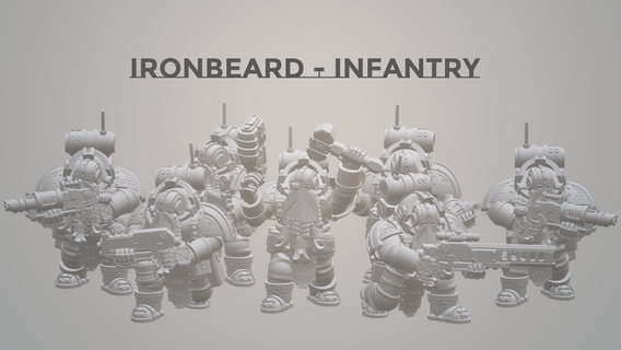 league ironbeard - light infantry squad Game 42k war hammer space dwarf leagues 3d print model - Mito3D