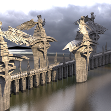 liga legendas inspirado espada ponte estátuas 5 3d print model - Mito3D