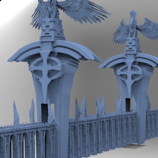 league legends inspired sword bridge statues gateway 3D print model - Mito3D