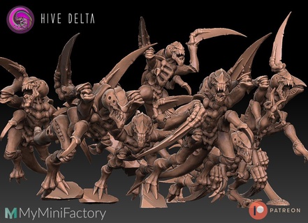 leapers squad xenos xenomorph alien tyranid tyranids zerg queen hivedelta nids bug gaunt 3d print model - Mito3D