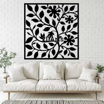 leaves branches 2d wall art window - digital stl & svg file home botanical decor 3d printing laser cutting home cults3d download nature-themed modern rustic eco-friendly minimalist birthday gift housewarming unique green-themed decoration 3d print model - Mito3D