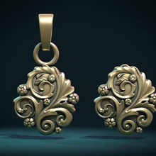 leaves scrolls charm pendant jewelry baroque flowers ornate stereolithography 3d print model - Mito3D