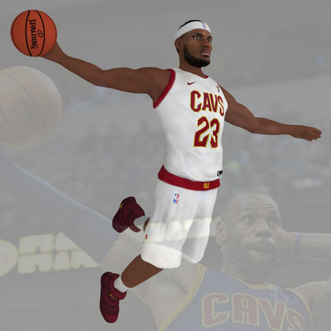 lebron james è pronto full color per la stampa 3d gadget indurire guerrieri cavaliers shaq oneal durant il curry kobe bryant michael jordan nba basket los angeles lakers in miniatura figurina 3D print model - Mito3D