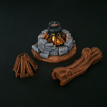 led campfire - tabletop terrain dnd rpg scatter 3d print model - Mito3D