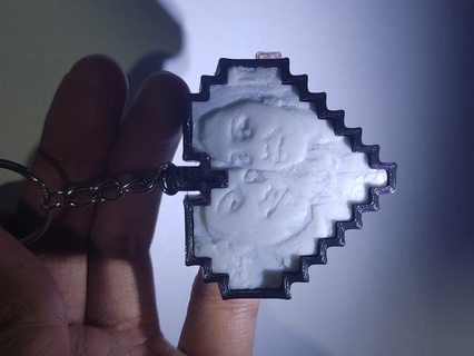 led keychain heart pixel lithophany sanvalentin couples gifts lithophania 3d print model - Mito3D