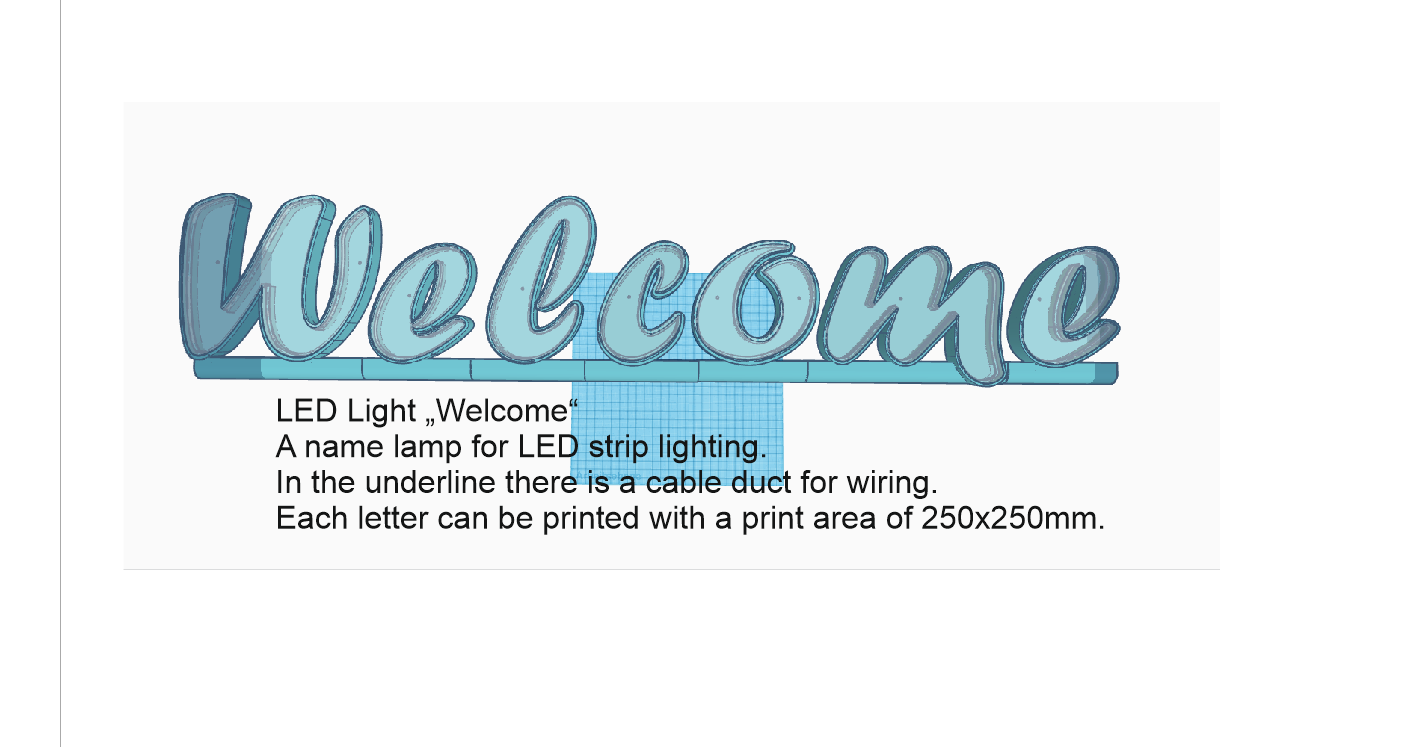 guidato luce benvenuto lampada 3D print model - Mito3D