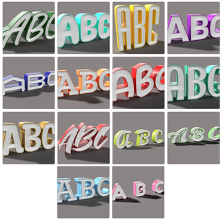 ledbox font pack - 14 fonts alphabet led sign lamp letters numbers big box light name home diy text type words 3d print model - Mito3D