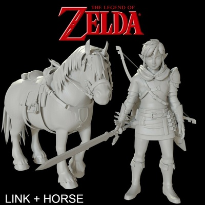 leyenda of zelda enlace caballo figura miniatura pintar haz ganon totk reino lágrimas alto escuela politécnica 3d print model - Mito3D