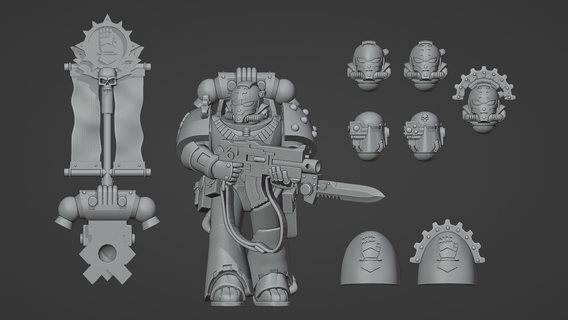 legione x aggiornamento kit bit horus eresia ferro mani marino warhammer 30k spazio wargaming 3d print model - Mito3D