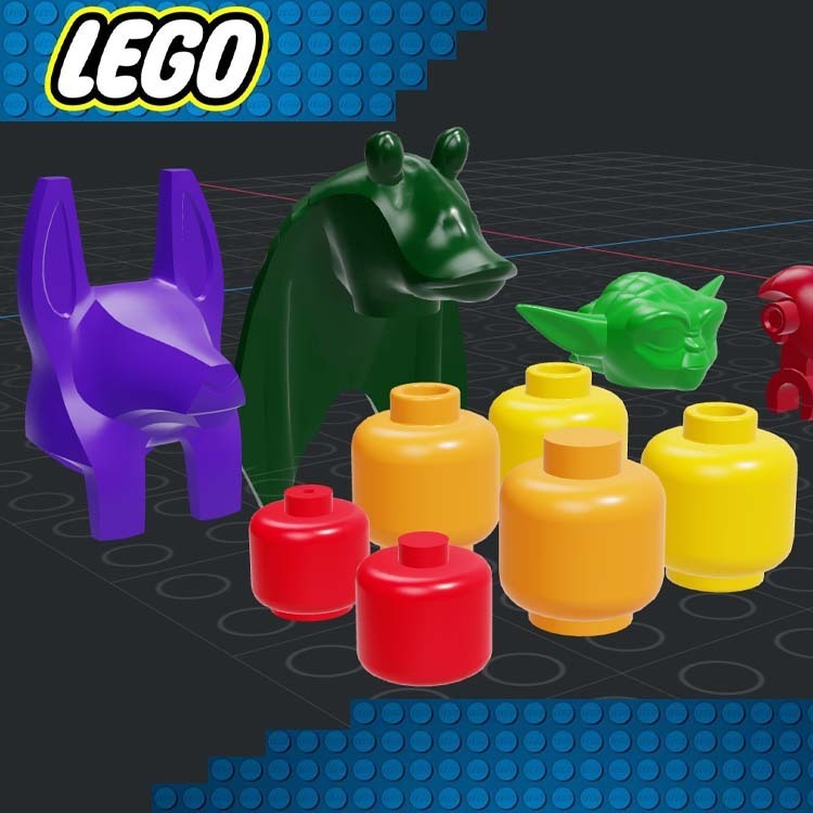 Lego minifiguras cabeça tijolo tijolos feixes animal contração minifigura 3D print model - Mito3D