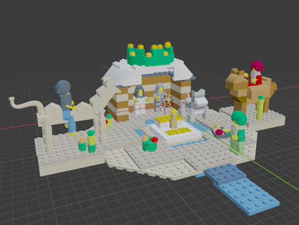 Lego beşik sığır eti deve Noel takvim kar Baba ane Brickheadz geliş creche yuva büyücü kral madde Klaus fındıkkıran anne ren geyiği köknar ağaç 3d print model - Mito3D