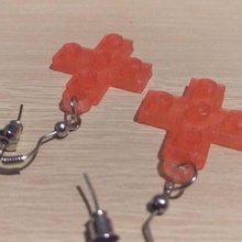 lego cross earrings jewelry 3d print model - Mito3D