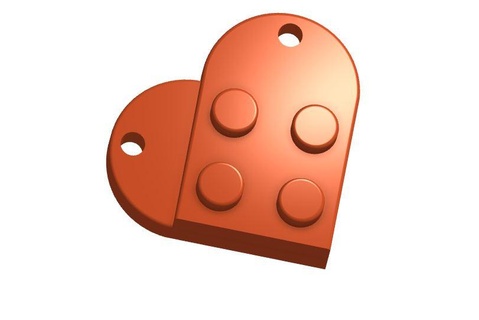 Lego coração chaveiro 3d print model - Mito3D