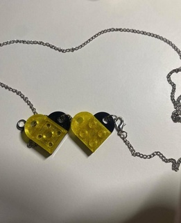 lego heart - pendant love couple valentine's day toy fob necklace 3d print model - Mito3D