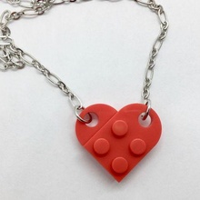 lego heart bricks pendant key necklace earrings 3d print model - Mito3D
