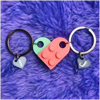 lego heart keychain couple corazon parejas amistad llavero encastre san valentin valentine 3d print model - Mito3D