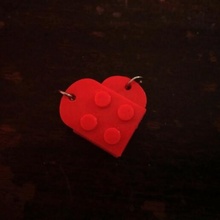 lego heart pendant necklace valentine's day love couples 3d print model - Mito3D