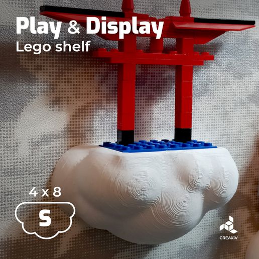 lego shelf - cloud toy toys playful fun wall playing play display 3D print model - Mito3D