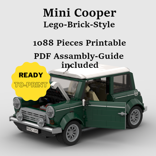 lego style brick mini cooper kit racer racing car toy mountable pieces f1 technic buildable support easy print minicooper british great nuclarium 3d print model - Mito3D