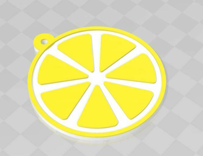 lemon slice - key ring slice lemon lemon lemon keychain simple key ring yellow fruits vegetables stl downloads cults key rings  3D print model - Mito3D