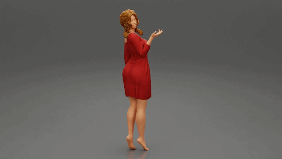 length portrait beautiful woman posing fashion dress body clothes girl character human female anatomy statue sculpture morph standing print people model hairstyle hair 3d print model - Mito3D