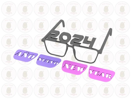 lentes gafas anteojos glasses - 2024 new year Fashion fest año nuevo fiesta feliz navidad happy christmas festejo eye print in place 3d print model - Mito3D
