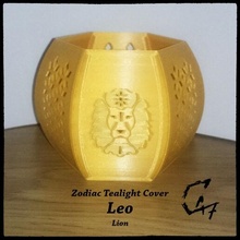 leo lion tealight cover zodiacsign tealight_holder lantern c47 shader candle glow decoration moon zodiac zodiak sing container tealight_cover candle_cover leōn lew löwe лев 3d print model - Mito3D