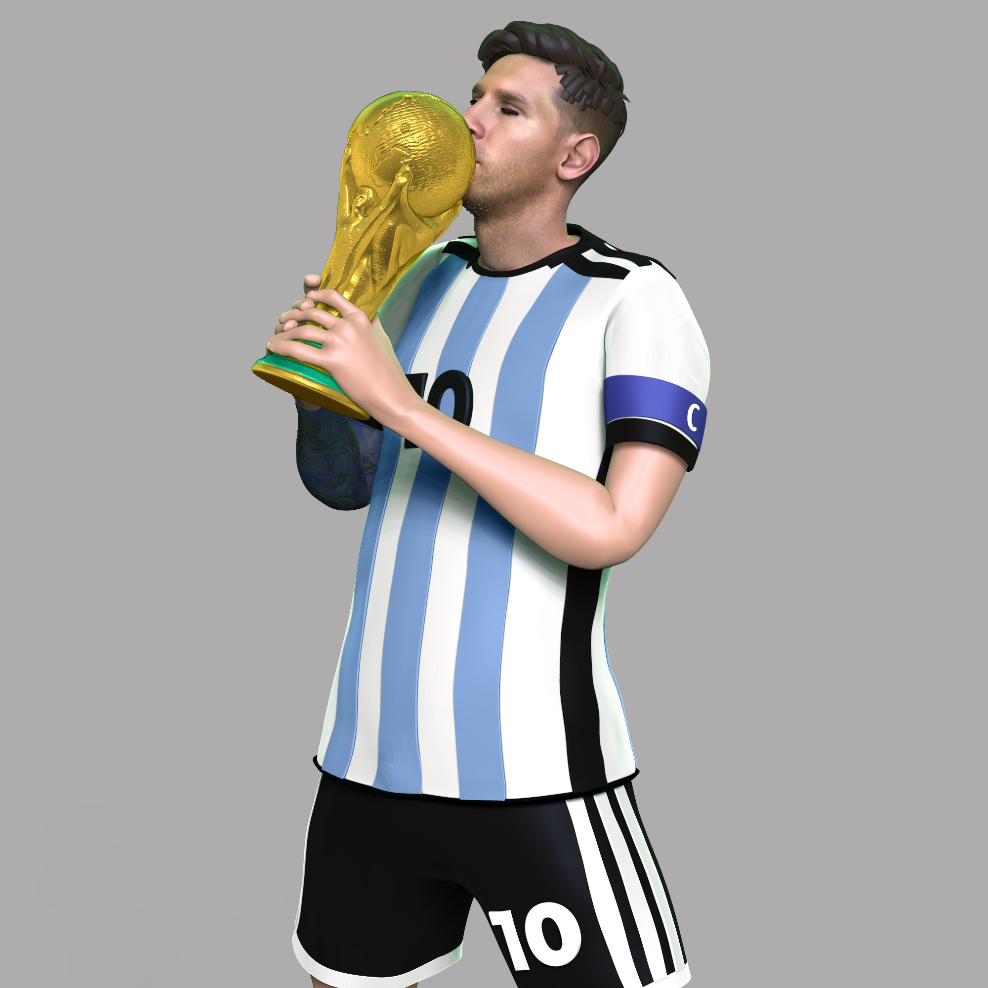 Leo messi Lionel champion fifa wordcup troply Football Dubai Argentine football 2022 3dprint 3dprinting manga figure 3D print model - Mito3D