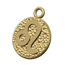 Leo placa moeda pingente charme 3d impressão modelo joalheria zodíaco horóscopo martelado imprimível colar astrológico pulseira 3d print model - Mito3D