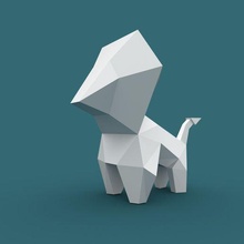 leon - poly art animal toys ornament 3d print model - Mito3D