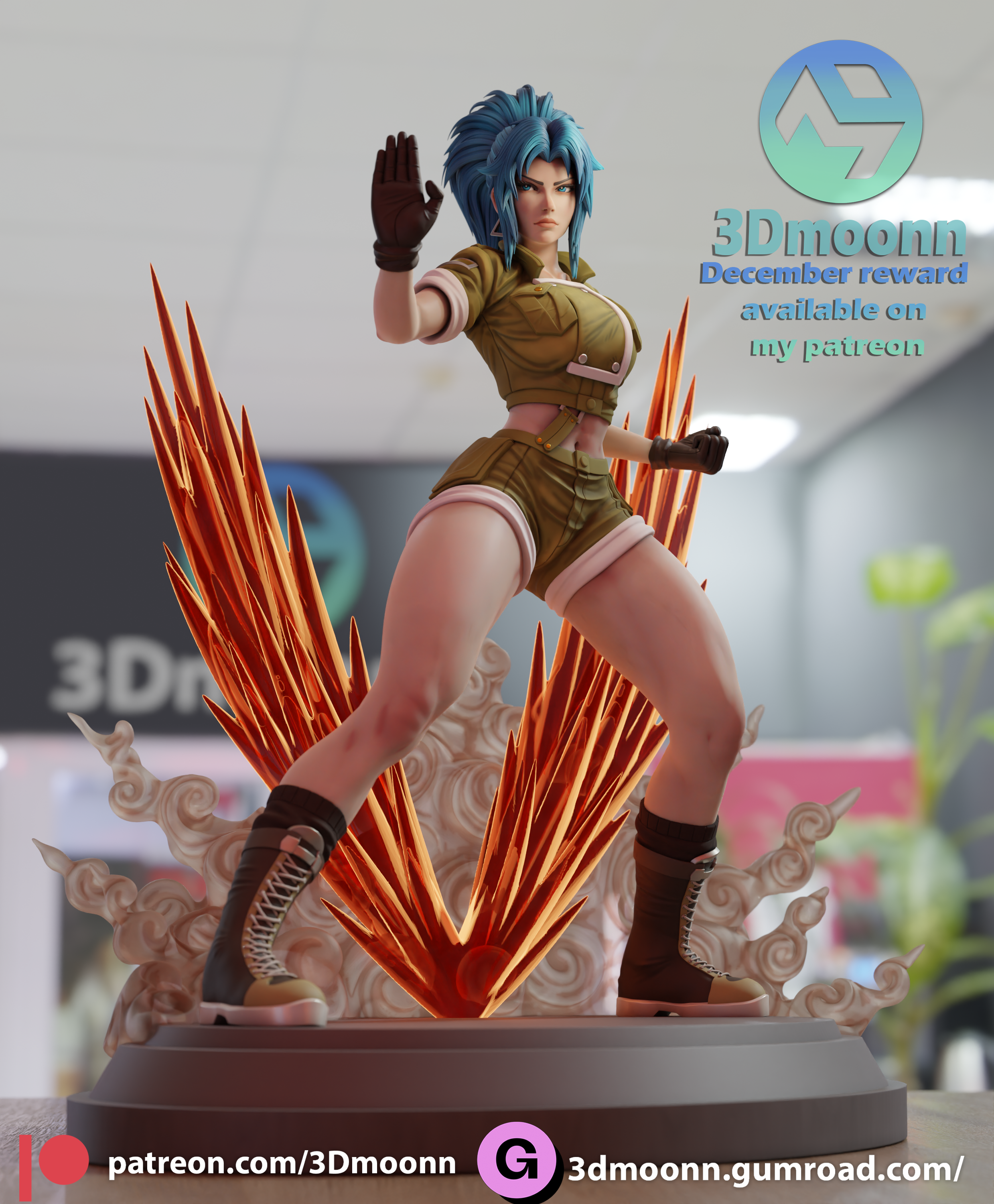 leona - king fighters Art kof stl 3dprint the of 3D print model - Mito3D