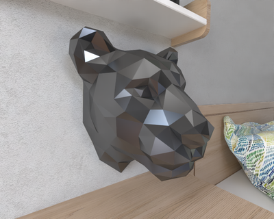 leona cabeza lowpoly animal geométrico origami Arte escultura estatua facetado decorativo modelo pared escuela politécnica fantasía 3d print model - Mito3D