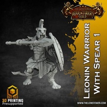 leonin tribe - warrior spear 1 32mm scale pre-supported miniature 3d print model - Mito3D