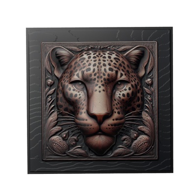 léopard animal soulagement art animaux yeggi mito3d buste google pendentifs médaillon relief wall mur 3d print model - Mito3D