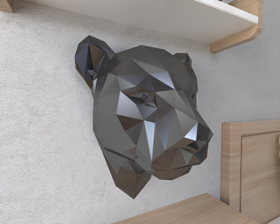 leopard head wall lowpoly animal geometric origami art sculpture statue faceted decorative model low poly fantasy 3d print model - Mito3D